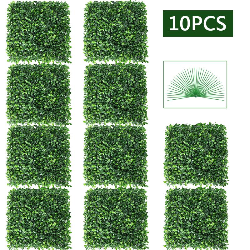 6/10/20pcs Artificial Plants Grass Wall Backdrop Flowers Wedding Boxwood Hedge Panels for Indoor Outdoor Home Garden Wall Decor
