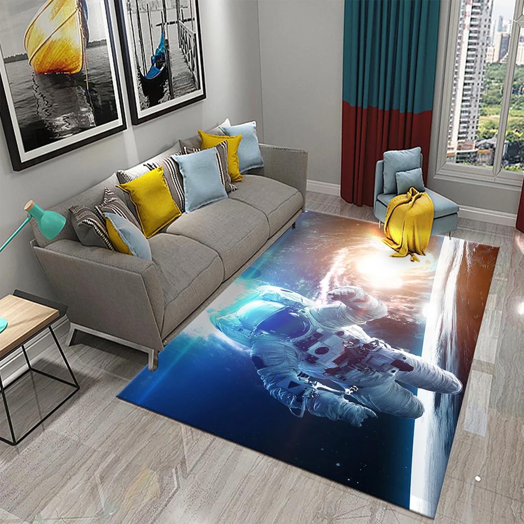 Astronaut Carpet Galaxy Universe Outer Space Moon Floor Mat Non Slip Rugs Door Mat Carpet for Living Room Bedroom Home Decor