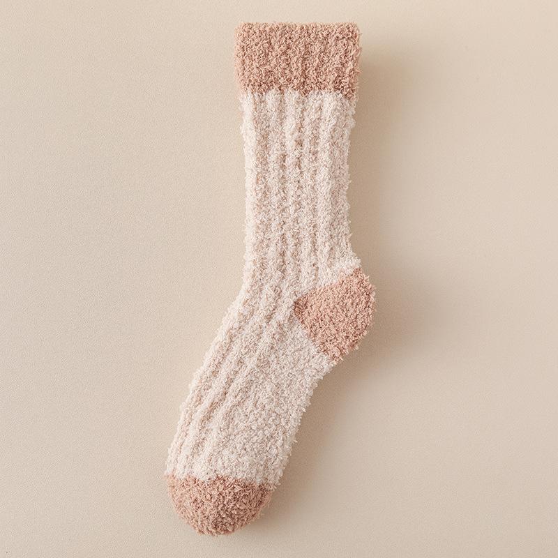 Coral Velvet Socks for Women Autumn Winter Extra Thick Warm Mid-tube Floor Socks Wool Circle Plus Velvet Sleeping Month Sleeping Socks