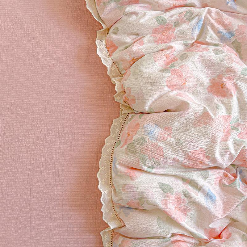 Ins Floral Bedding Set Princess Duvet Cover Set Bed Linen Flat Sheets Set 2 Pillowcases Single Double Queen Size Back To School