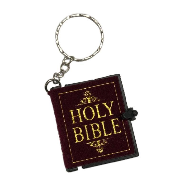 Holy Bible Shape Keyring Small Books Keychain Mini Bible Shaped Pendant Key Rings Handmade Jewelry Accessory for Women