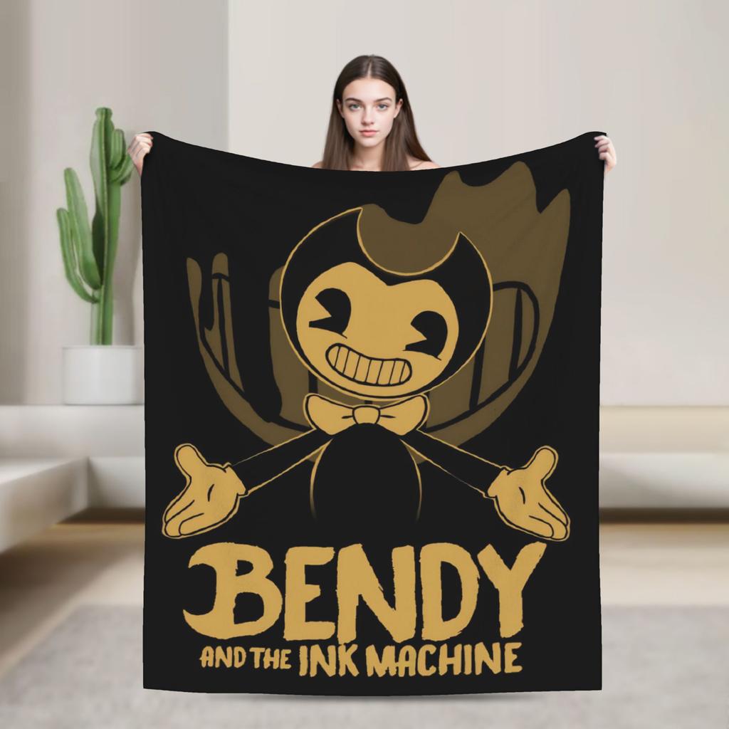 Bendys Horror Game Inked Machines Fashion Blanket Puzzle Fuzzy Funny Warm Throw Fashion Blanket for Home Spring Autumn Couch