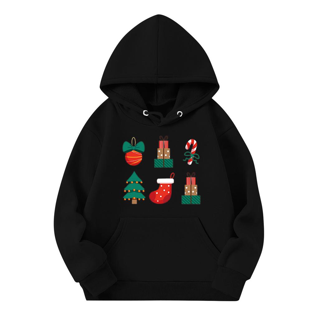 Gensere for tenåringsjenter Hettegensere Langermet Genser med snøring Søt Oversized hettegenser Juledag