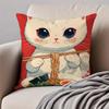 R-Ramen Animal Anime Painting Cushion Cover Pillowcase Anti-Dustmite Invisible Zipper Short Plush Sofa Cushion
