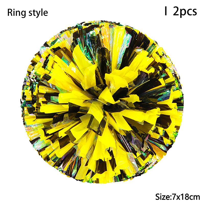 

2Pcs Double Hole Finger Ring/ Handle Style Cheerleader Pom Poms Cheer Balls Streamer Club Sport Dance Party Decorator Tools