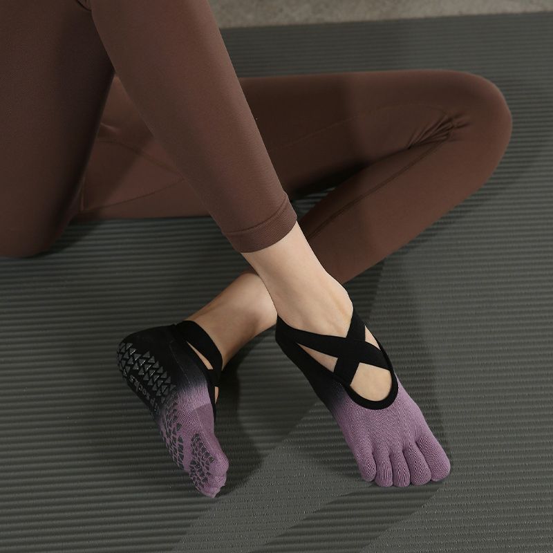 

Sm2402 Five Finger Yoga Socks Summer Thin Anti-Slip Summer Pilates Professional Split Toes Bandage Aerial Yoga SM2402 black purple