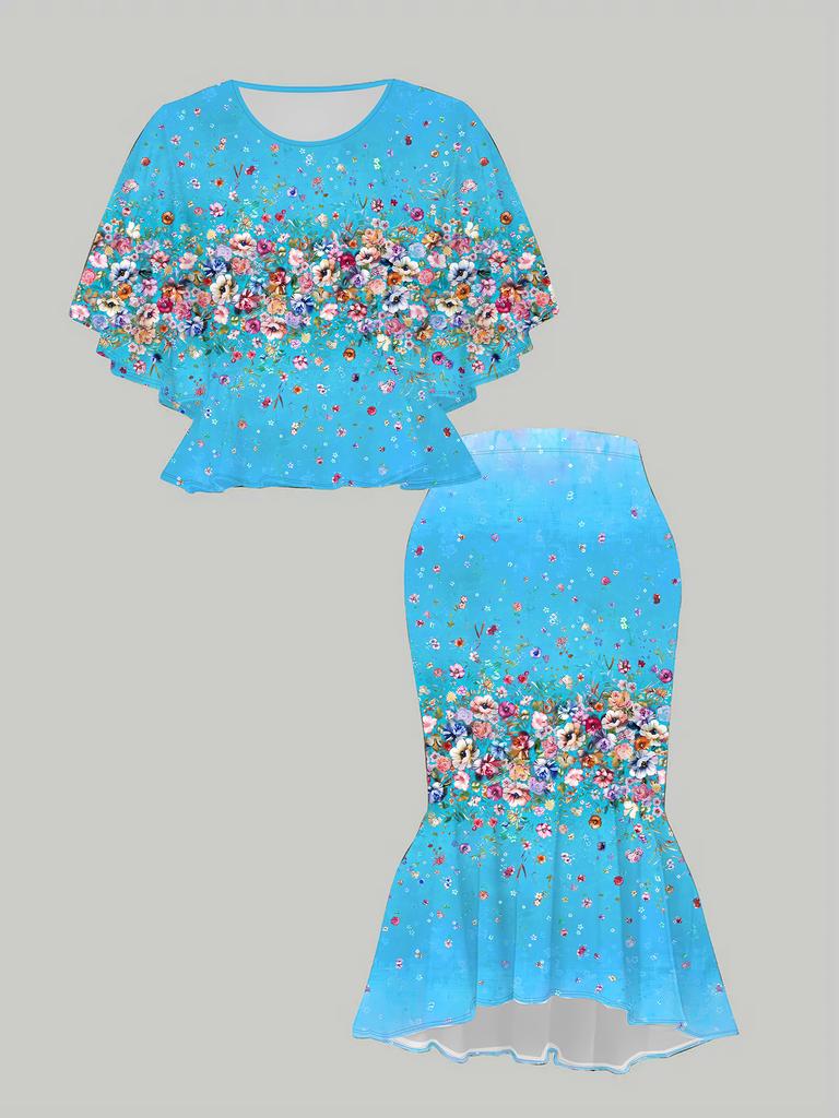 3D Flower Printed Classical Totem Women's Print, Fashionable Large-sized, Elegant, Versatile for All Seasons. T-shirt, Skirt and Set