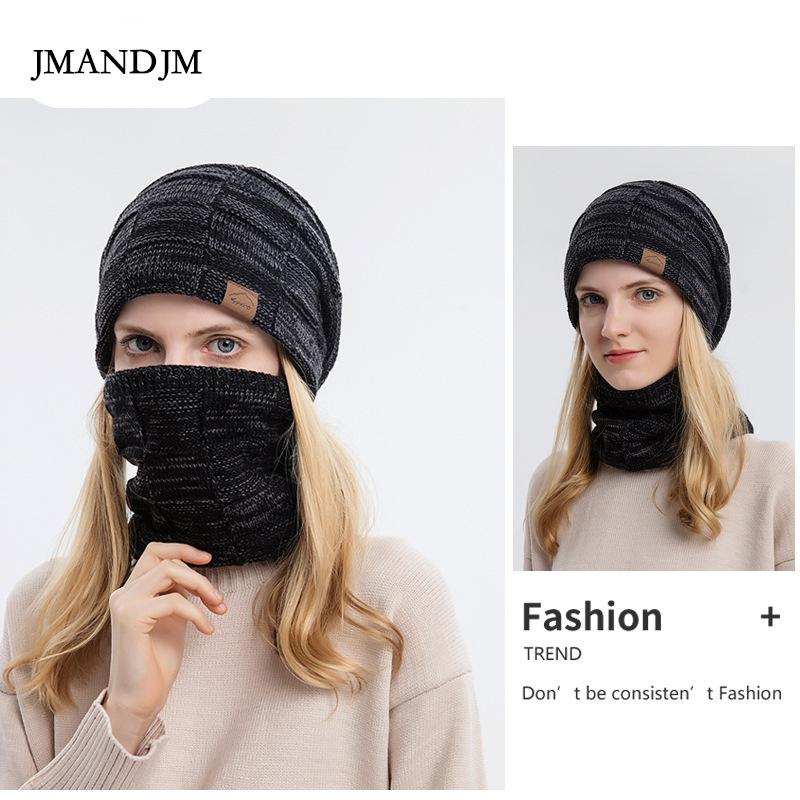 Set din două piese căciulă tricotată din lână pentru cuplu, fular, set căciulă din lână și fular cald de iarnă