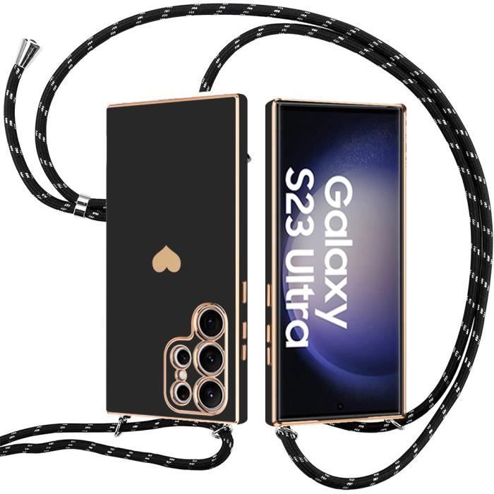 Coque de protection - BOOLING - pour Samsung Galaxy S23 Ultra - Souple - Noir - Motif de coeur