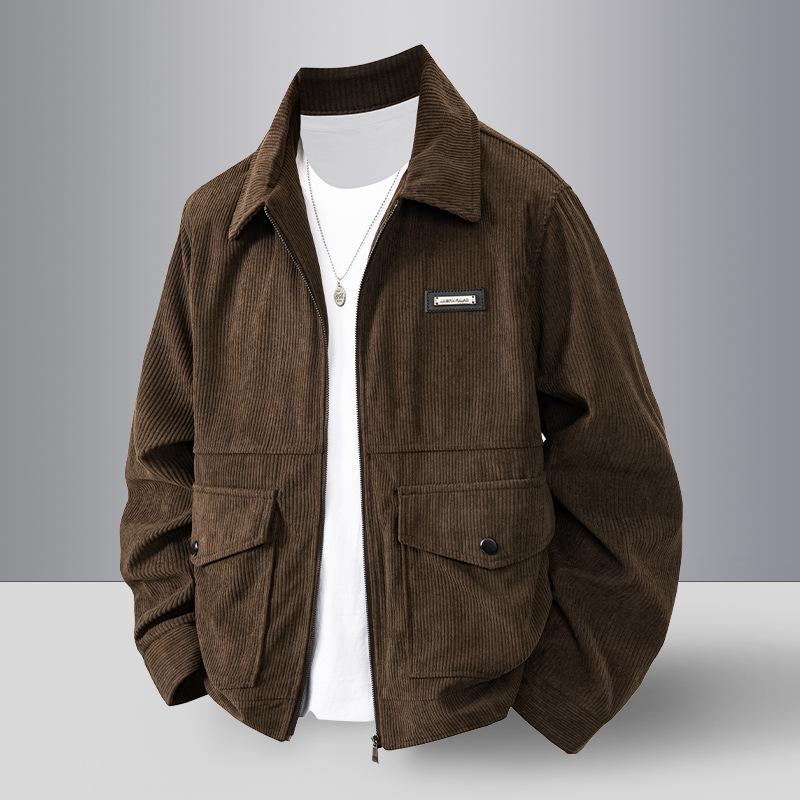 Autumn and winter new corduroy men's jacket new lapel casual men's jacket loose trend top jacket