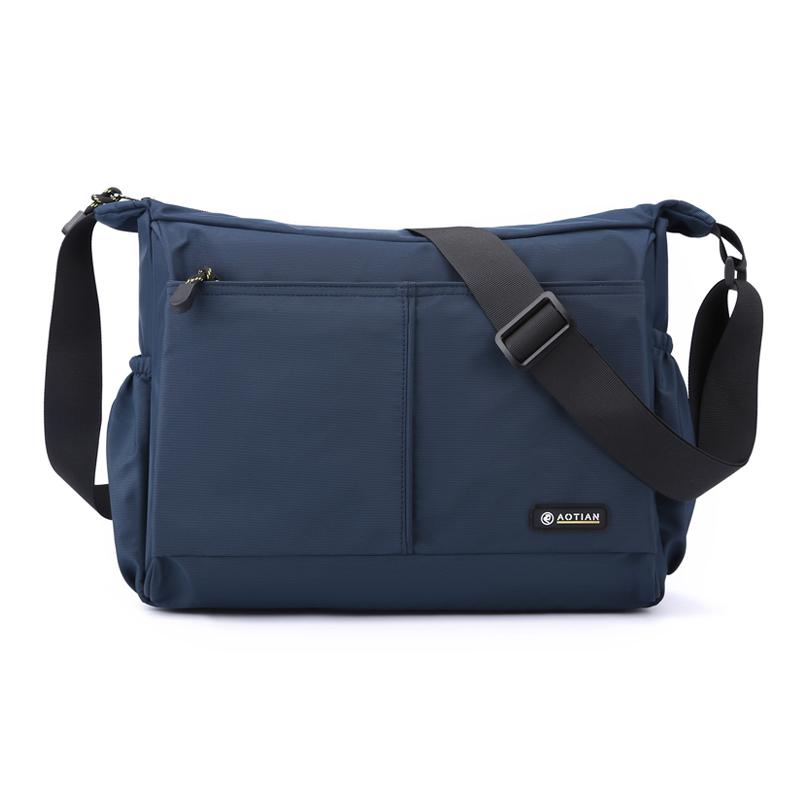 

Мужская повседневная наплечная сумка с несколькими карманами, регулируемыми плечевыми ремнями и застежкой-молнией, идеально подходит для ежедневных поездок на работу. темно-синий