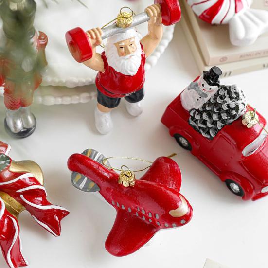 Cartoon Plastic Ornaments Santa Tree Designs Colorful Christmas Decorations with Unique Poses Festive Hanging Decor for Tree & Home Display