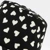Women's Foldable Heart Print Bucket Hat Casual Sweet Fisherman Cap with Rope Bow Summer Sunshade Hat