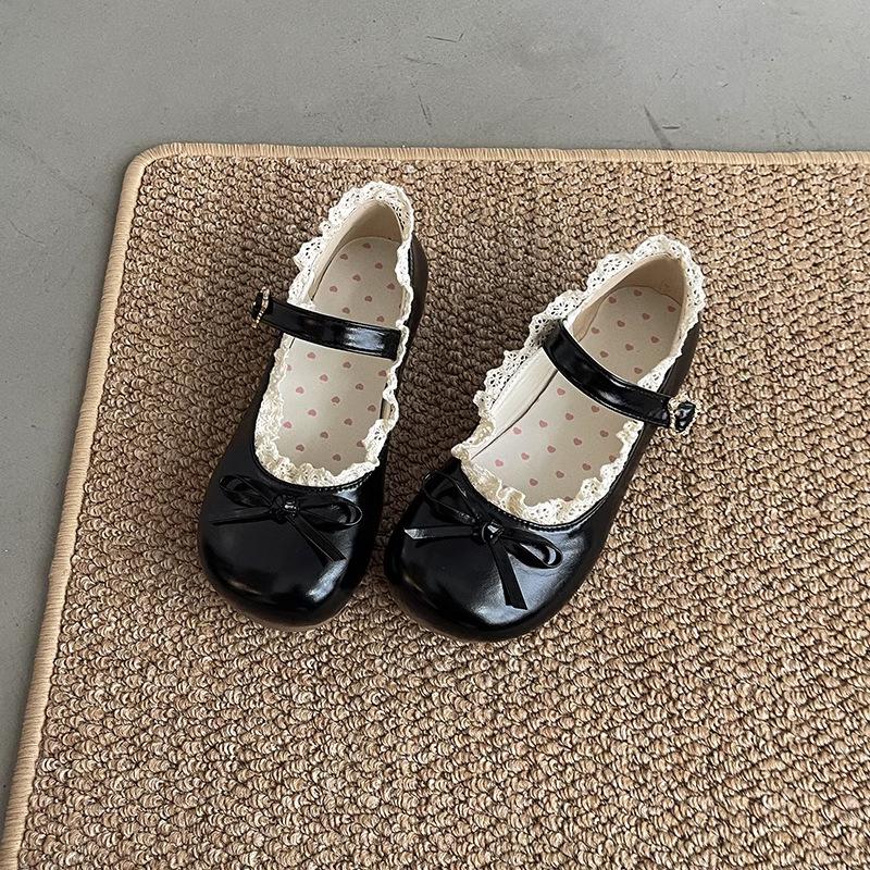 Fashion Spring 2025 New Round Head Shallow Mouth Butterfly Knot Soft Sole Non-slip Flat Shoes  Women's Fashionable versatile Shoes