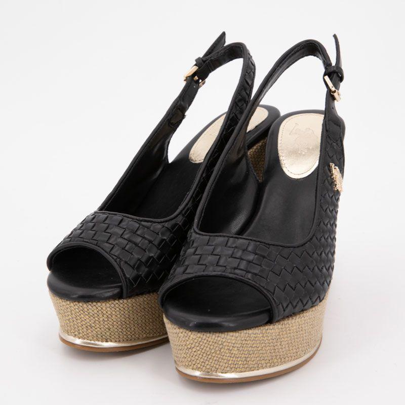 Sandales compensées tissés logo gold Femme US POLO