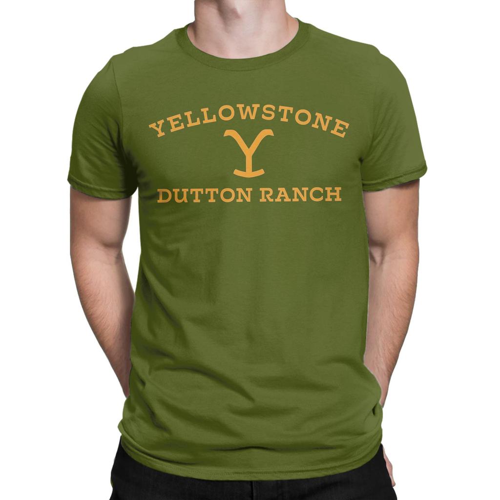 Yellowstone Large Gold Dutton Ranch T-Shirts for Men  Vintage Cotton Tees Crewneck Short Sleeve T Shirt Birthday Gift Clothes