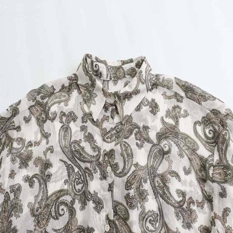 2024 Spring New Arrival Fashion Style Women's Clothing Casual Loose Paisley Print Shirt Tops 2298056 330