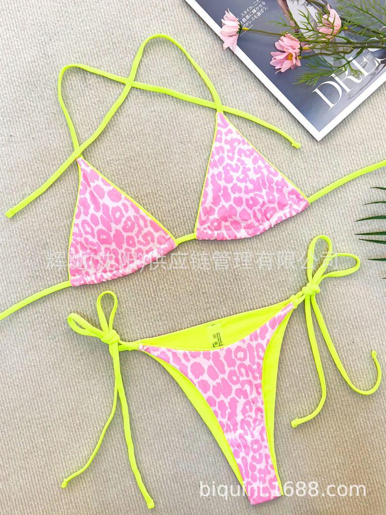2024 Damen Wendbarer Leopardenmuster Dreieck Bikini Set