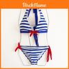 Traje de Banho Feminino Listrado Estiloso Conjunto de Biquíni Sexy Perfeito Para Aventuras de Verão