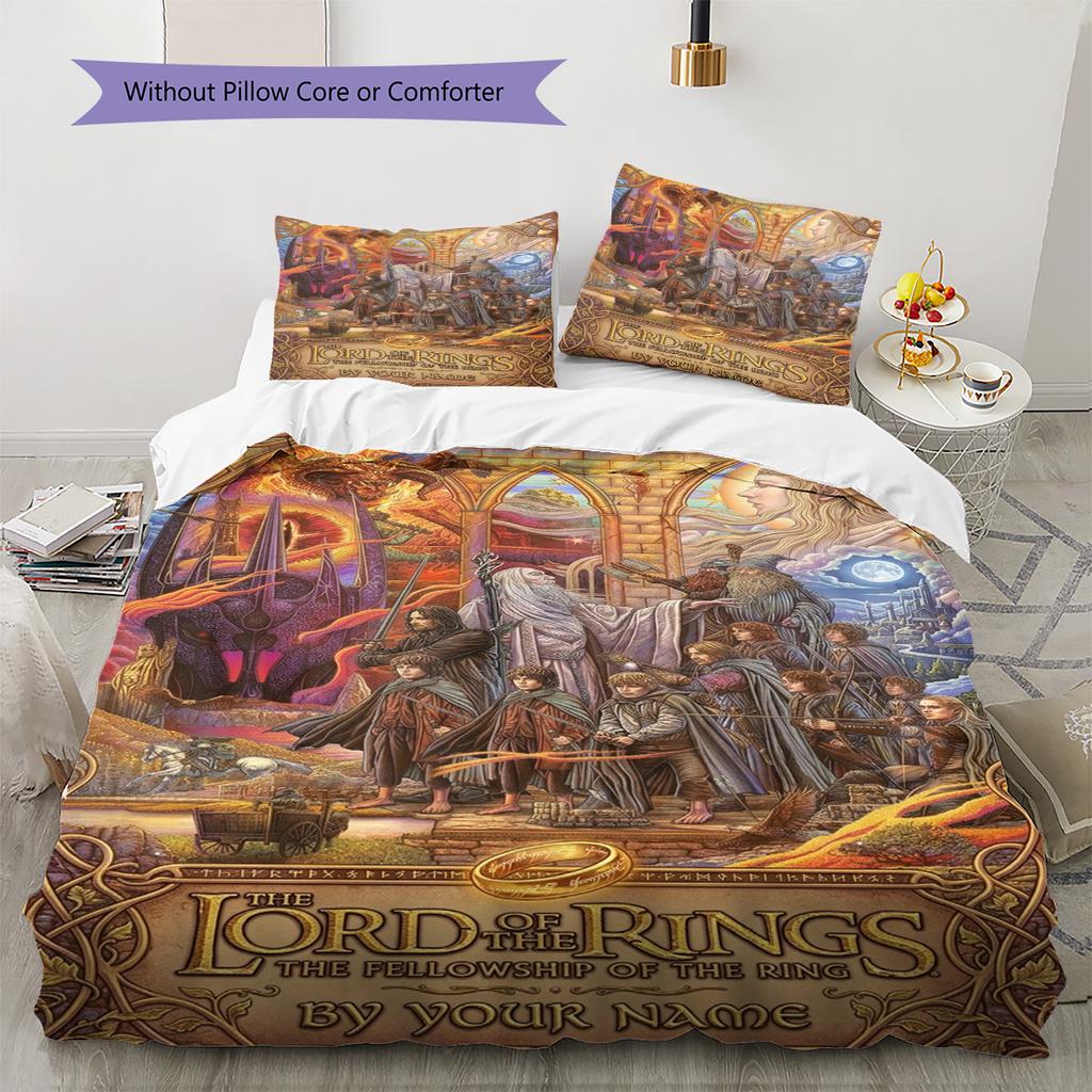 Name Custom Lord Rings Pattern Bedding Set Quilt Cover Pillowcase Home Decor Gift (1 * duvet cover + 2 * pillowcase, without core)