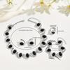4tlg./Set Silberfarbenes Damen Halskette Ohrringe Armband Ring Set Geometrisch Oval Schwarz Acryl Spiralförmig Gespleißt Perlenanhänger Halskette Schmuckset