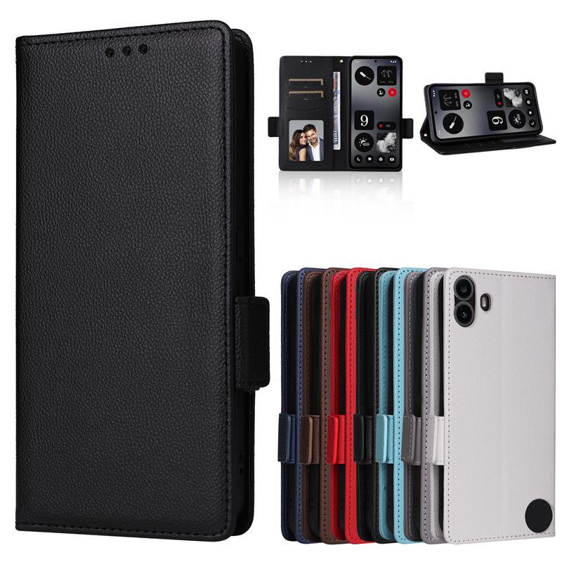 

Nothing CMF Phone 1 Leather Case with Card Slot, Lanyard, and Litchi Pattern Flip Cover CMF Phone 1 чорний