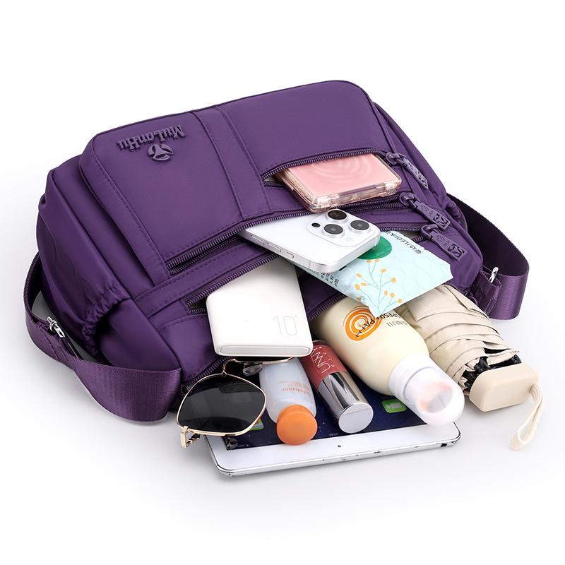 Borsa a tracolla in nylon multi-tasche con tracolla larga regolabile Borsa a spalla casual per donna Viaggi quotidiani