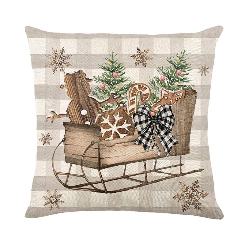 

New Christmas Print Pillow Case Decoration Sofa Pillow Case Bedroom Bedside Cushion Cover 45 * 45Cm (without pillow core)