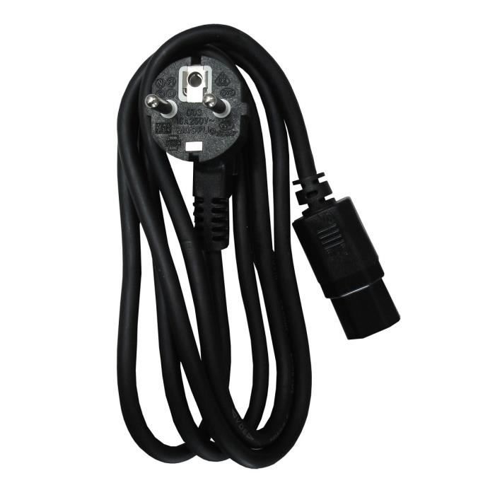 Cordon D'alimentation ZENITECH 2m Pour Appareils Chauffants Avec Pris 2P+T Et Une Fiche Femelle C15