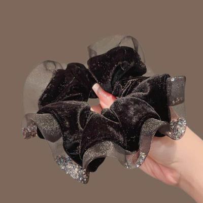 Elegant Retro Rhinestone Velvet Hair Tie - Autumn/Winter 2025