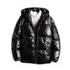 Men's Shiny Hooded Down Cotton Winter Jacket – Thick, Trendy, Short, Plus Size Available
