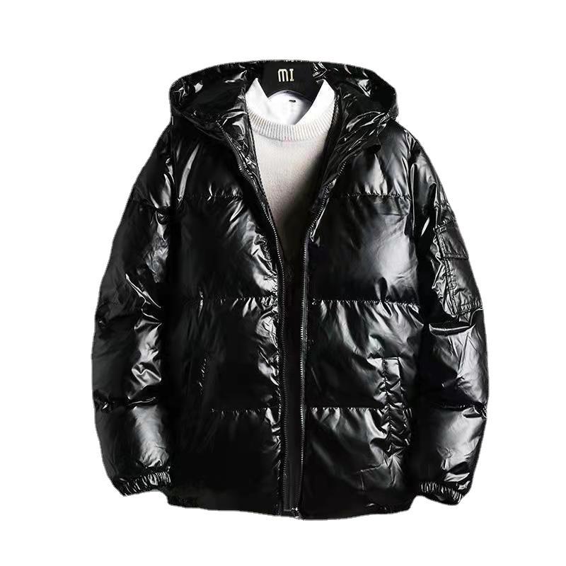 Men's Shiny Hooded Down Cotton Winter Jacket – Thick, Trendy, Short, Plus Size Available