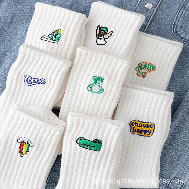 

Мужские белые хлопковые носки до середины икры - Дышащие, устойчивые к запаху, влагоотводящие, бесшовные, для весны и осени. White Mid-Calf (Bear)