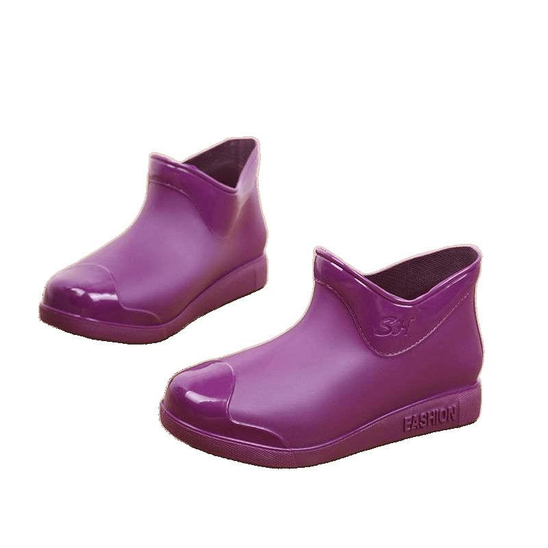 Rain shoes women's fashion wear non-slip water shoes adult students waterproof overshoes short women's rubber shoes medium rain boots