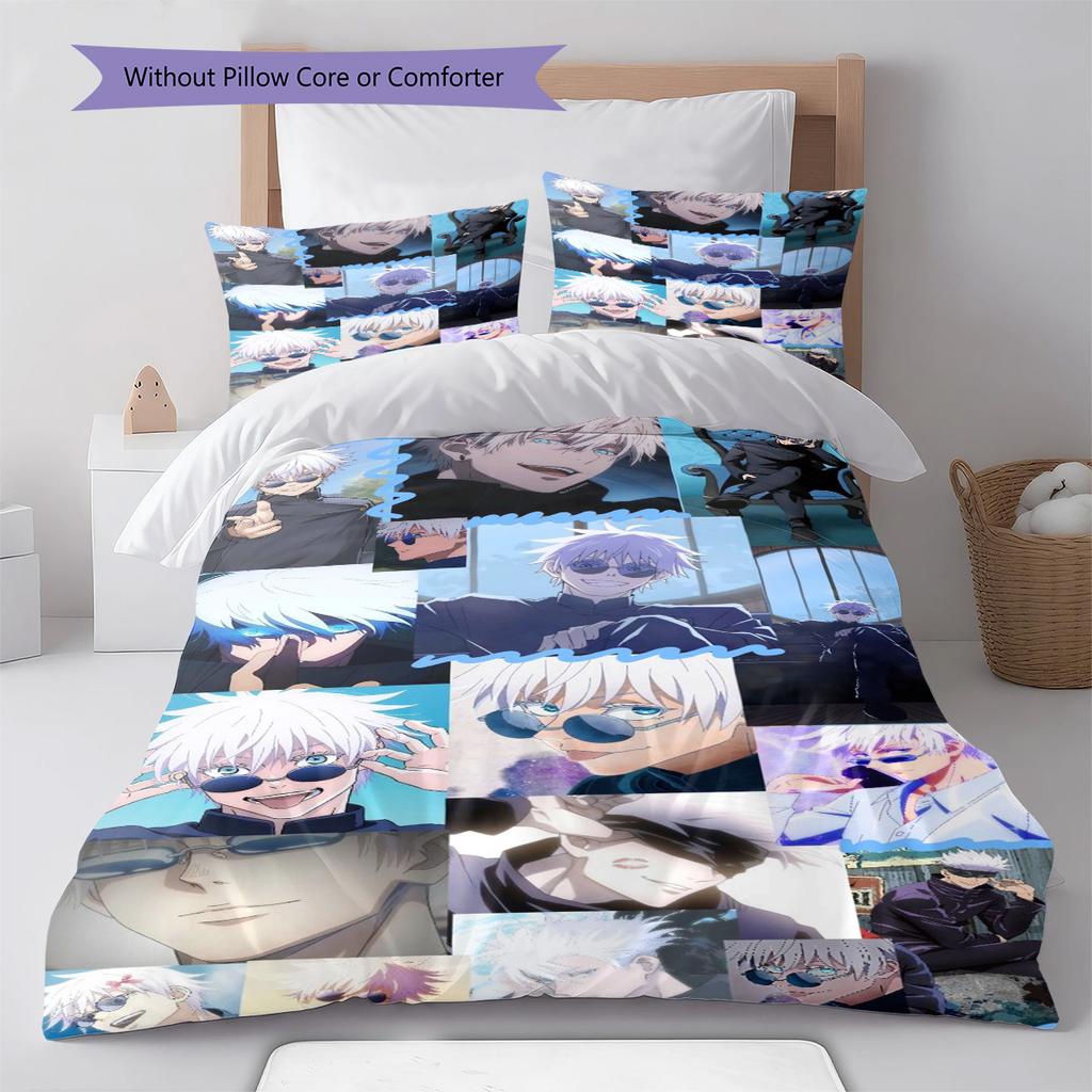 Jujutsu Kaisen Bedspread Set Duvet Cover Polyester Comforter Cover Pillowcase Twin Full Queen Zipper -QJY