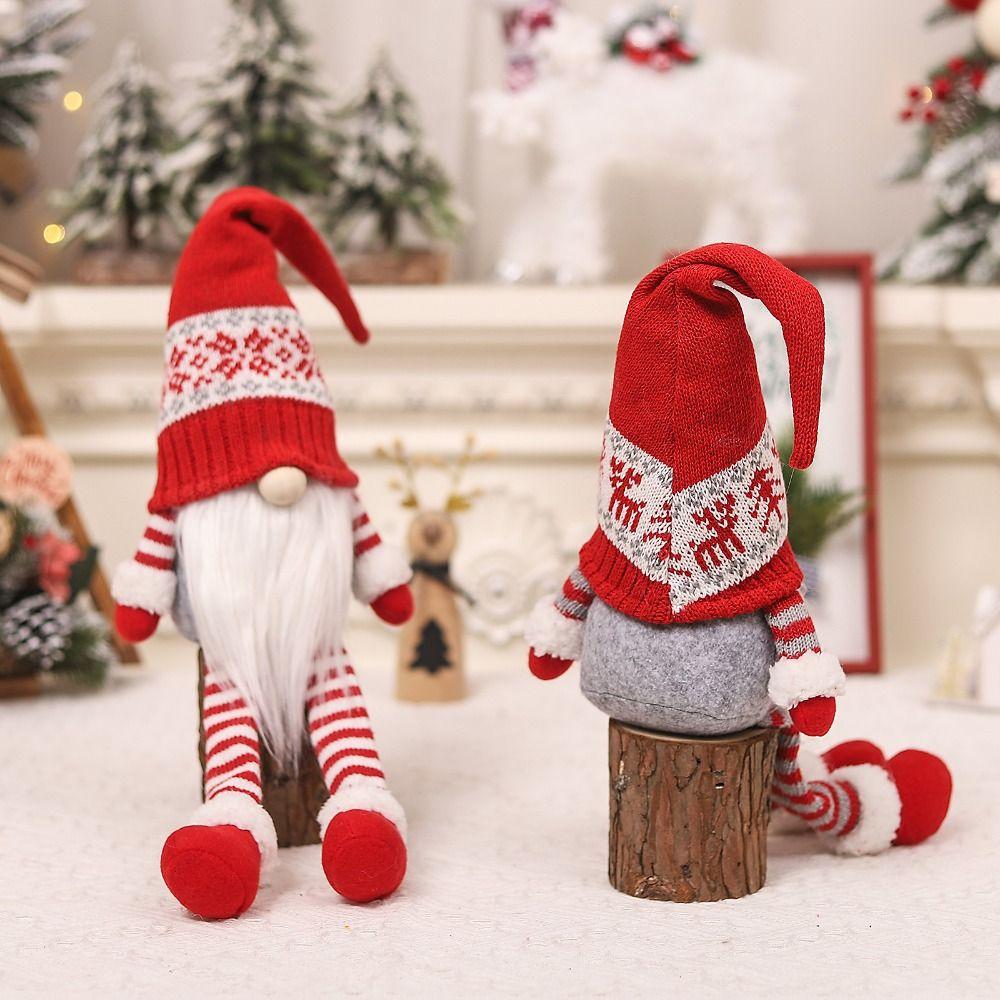 Kawaii Christmas Faceless Gnome Doll Cartoon Long Old Man Doll Knitted Christmas Doll  Office