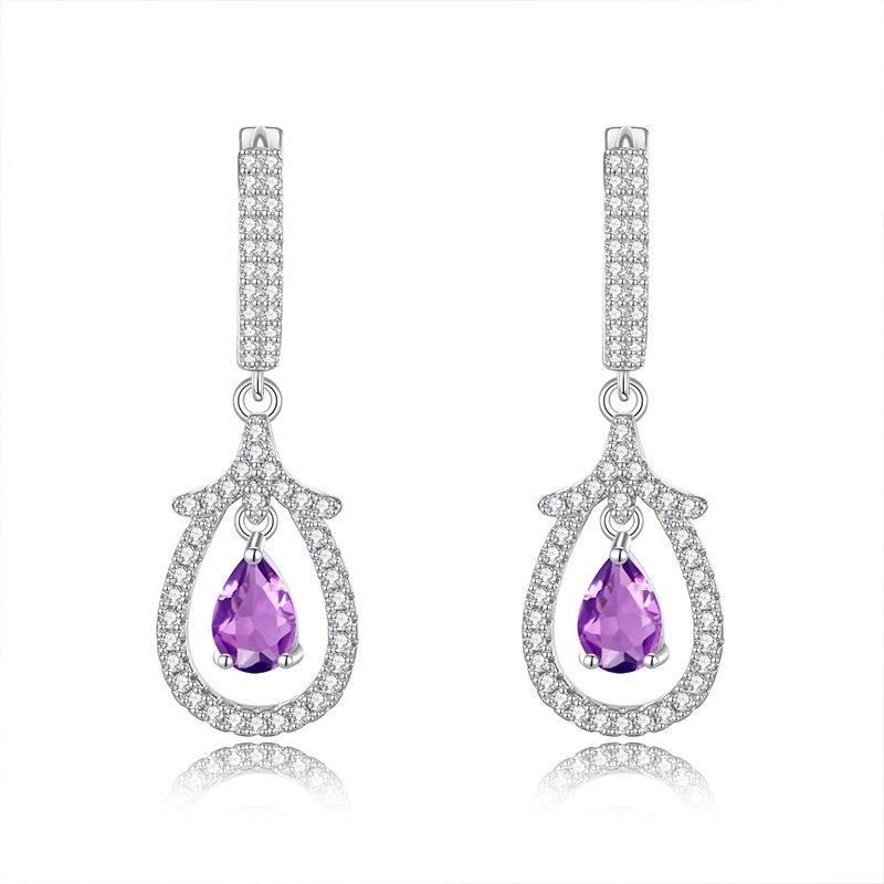 S925 sterling silver earrings women s natural crystal stone earrings fashion girls niche earrings women 925 silver
