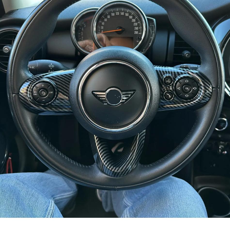 3pcs ABS Carbon Fiber For BMW MINI Cooper F54 F55 F56 F57 F60 Steering Wheel Trim Cover Sticker Car Interior Accessories