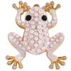 Gold Tone Green Crystal Frog Stud Earrings, Sparkly Animal Statement Earrings for Women