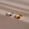 Geometric Irregular Design Pavé Set Colored Zircon Ring - High-End European and American Fashion Trend