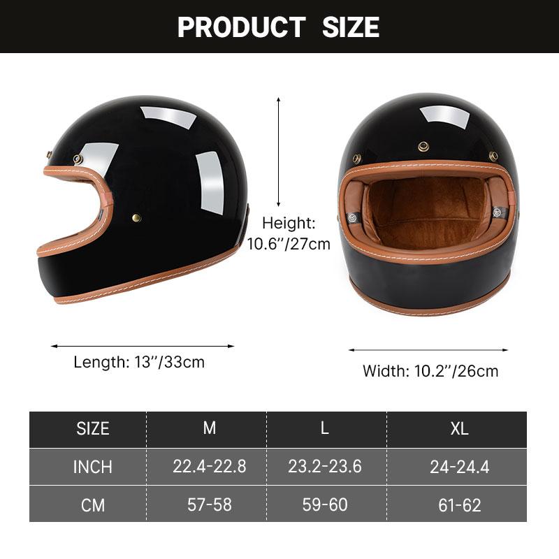 High Quality Super Lightweight Fiberglass Vintage Retro Full Face Helmet Motorcross Motorcycle Protection Helmets DOT Approved