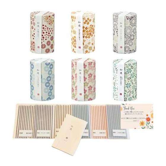 60 pieces [Thank you card included] Trial set 6 types assorted aroma stick incense incense set