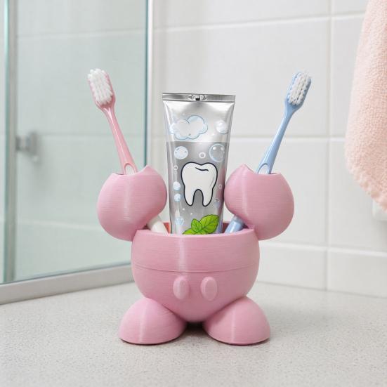 Toothbrush Holder, 3D Printed Durable PLA Storage Rack, Partitioned Storage Design, Cartoon Shape Compact Bathroom Organizer