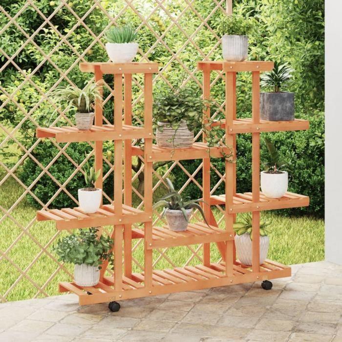 VidaXL Support à fleurs avec roues 110x25x115 cm bois massif de sapin 362860