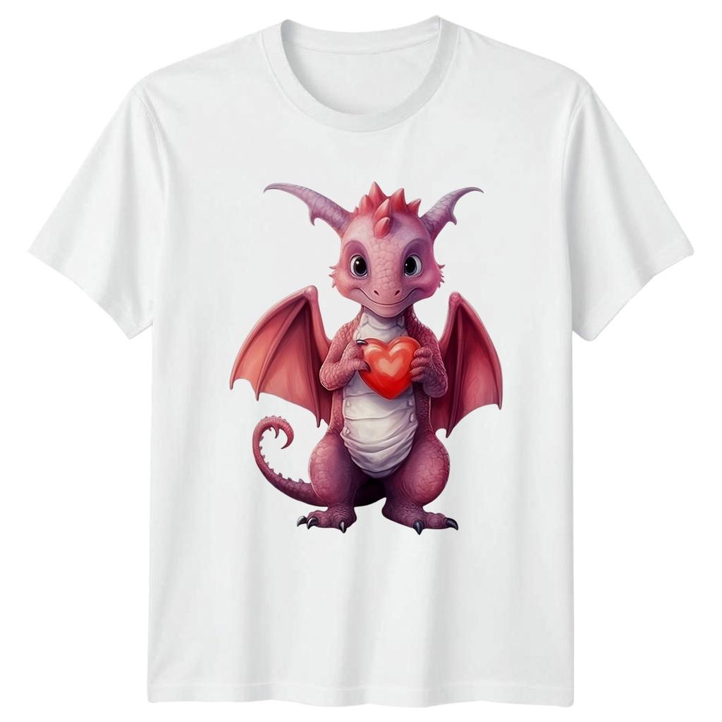 Baby Dragon Holding Heart Unisex TShirt Graphic Tee