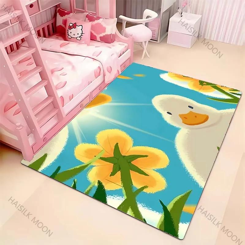 Interesting Duck 3D HD Cartoon Area Carpet,Rug for Living Room Bedroom Office Sofa Kitchen Doormat Decor,Kids Non-slip Floor Mat