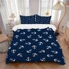 3dílná sada přikrývky s námořním potiskem kotvy, obsahující jeden povlak na přikrývku a dva povlaky na polštář (Žádné jádro) - Tmavě modré povlečení pro dekoraci ložnice, Pobřežní téma, Plachta