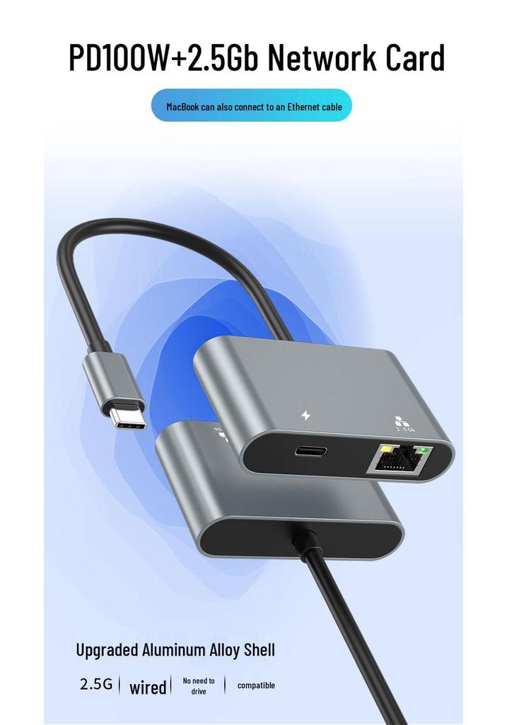 USB-C to 2.5G Ethernet Adapter with 100W PD Charging Dock