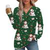 Women's Fashion Casual V-neck Pleated Christmas Long Sleeve Top