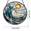 Stained Glass Sun Catcher 8.66 Inch Colorful Round Acrylic Window Hanging with Metal Chain for Study Bedroom Living Room Decor